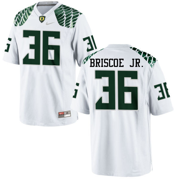 Men #36 Eric Briscoe Jr. Oregon Ducks College Football Jerseys-White - Click Image to Close